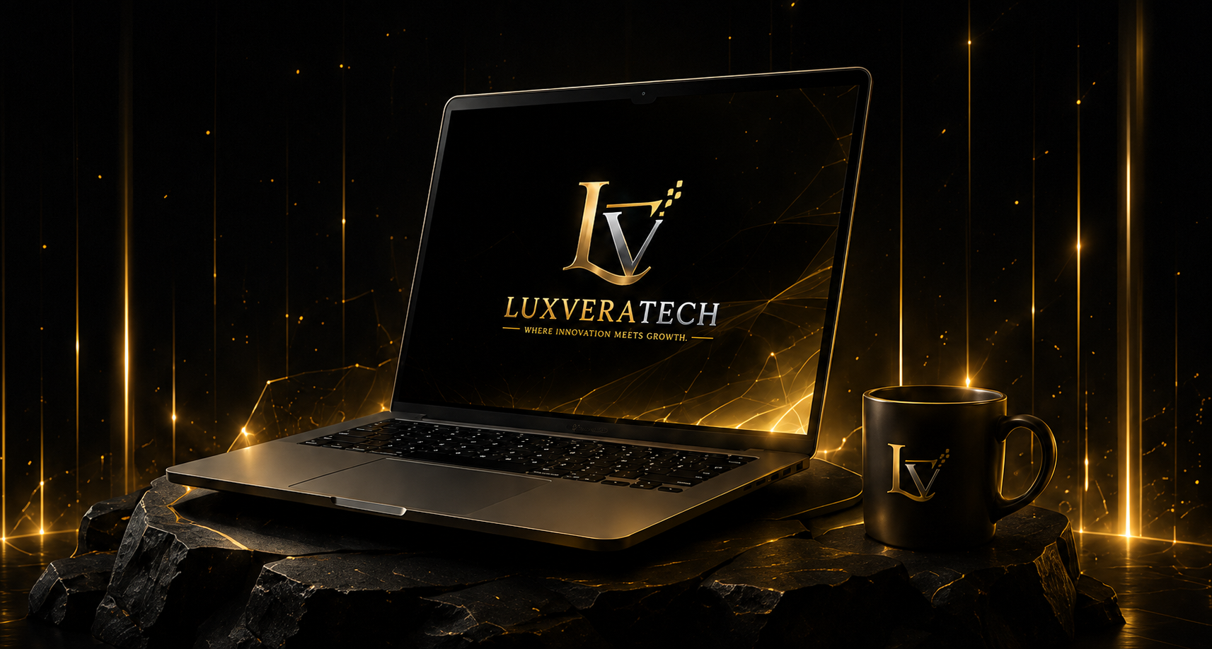 LuxVera Tech insights displayed on a laptop