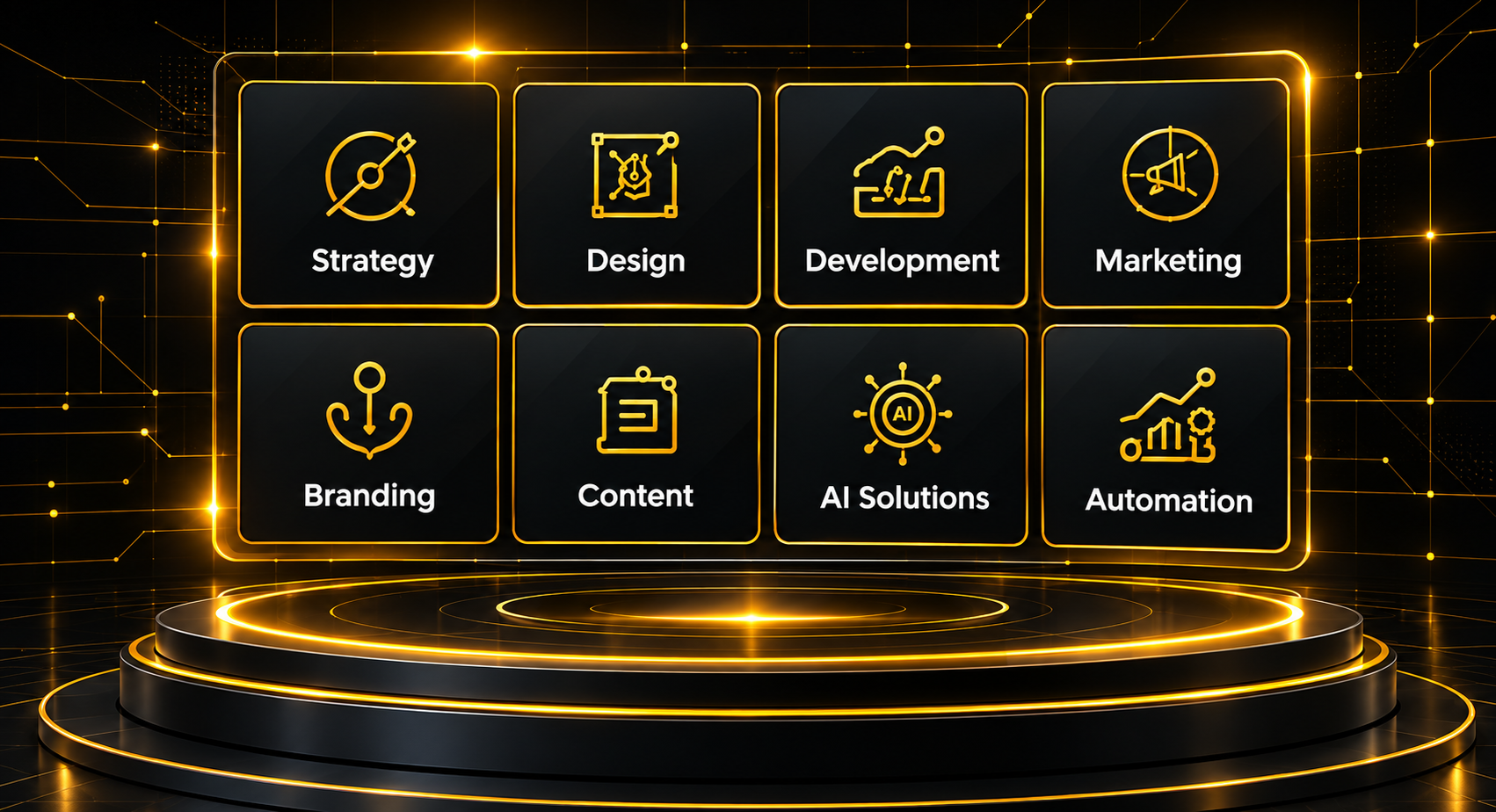 Digital services represented on an illuminated technology platform